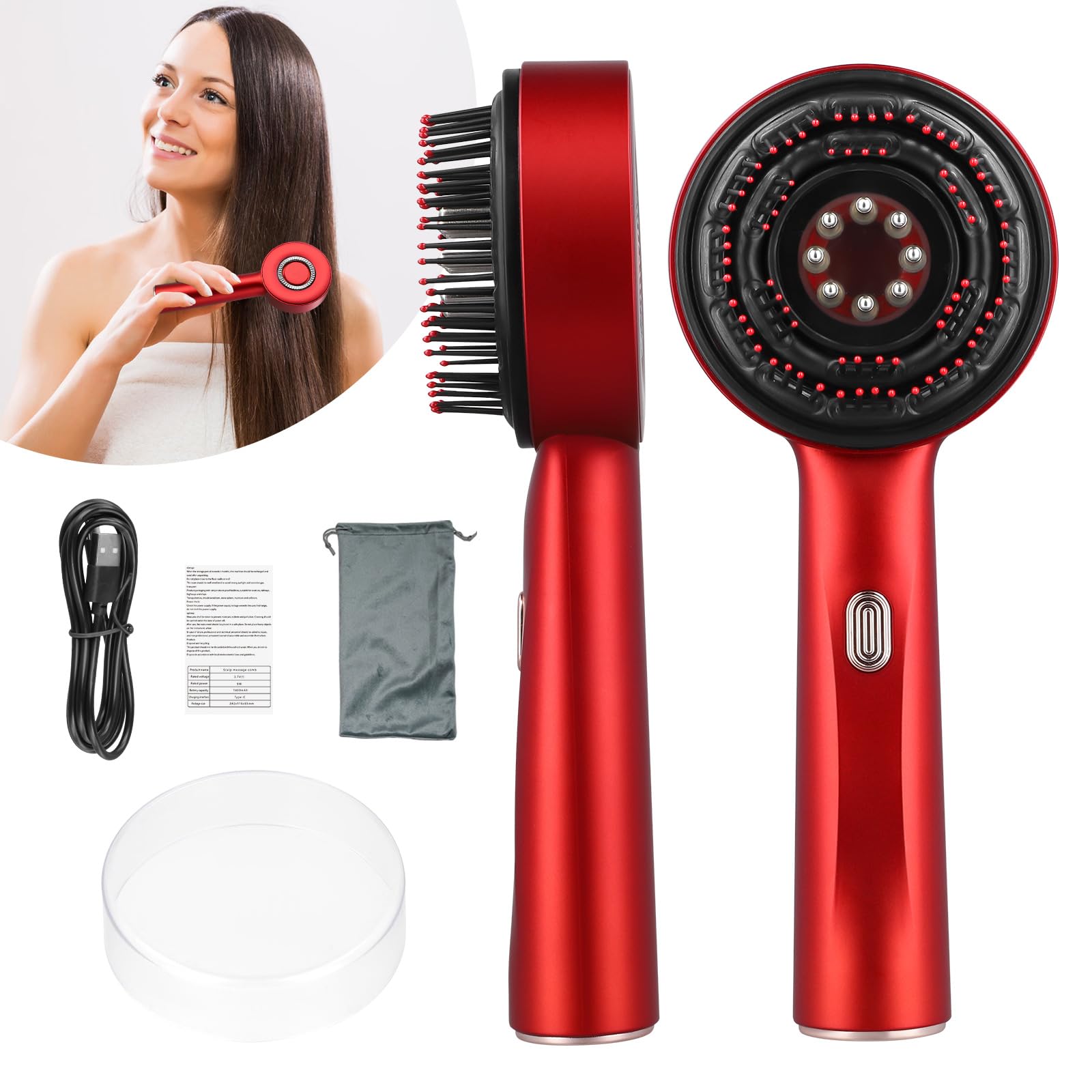 Electric Red-Light Therapy Hair Growth & Scalp Massager Brush